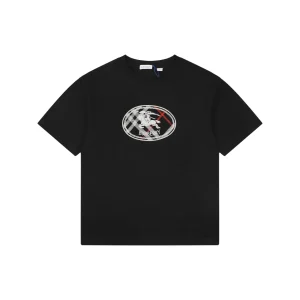 Equestrian Horse Embroidered Check Logo T-Shirt Color Black