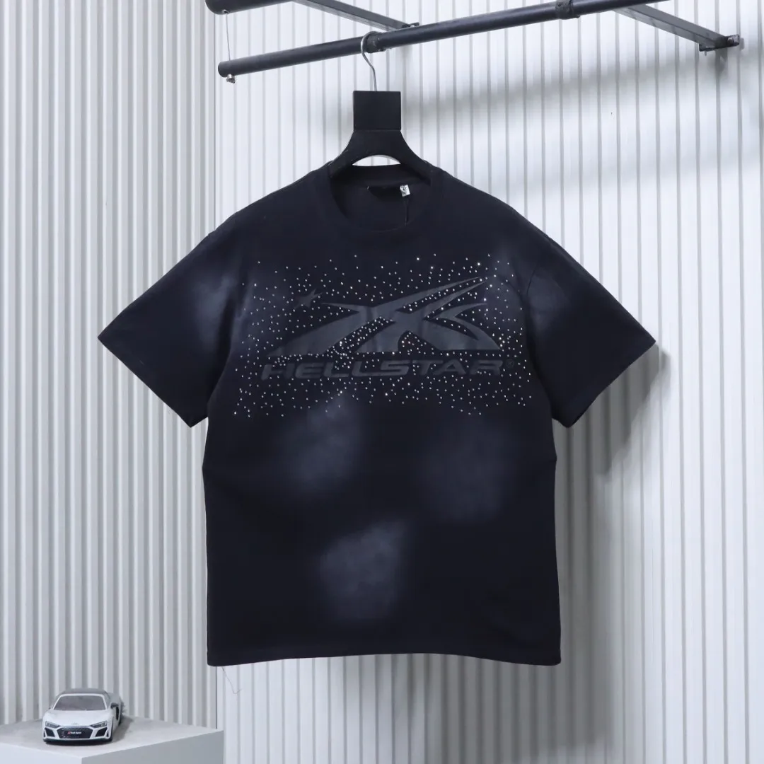 Hellstar Washed Rhinestone Logo Graphic T-Shirt