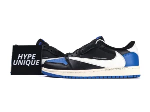 Jordan 1 Retro Low OG SP Fragment x Travis Scott Side Profile with Hypeunique Card