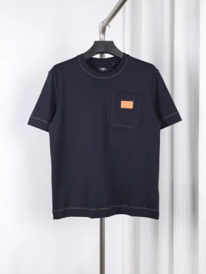 Leather Label Pocket Cotton T-Shirt