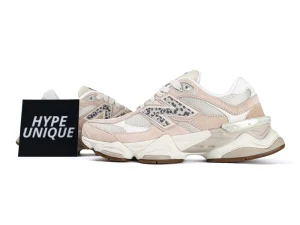 New Balance 9060 Sea Salt Leopard Print Side Profile with Hypeunique Card