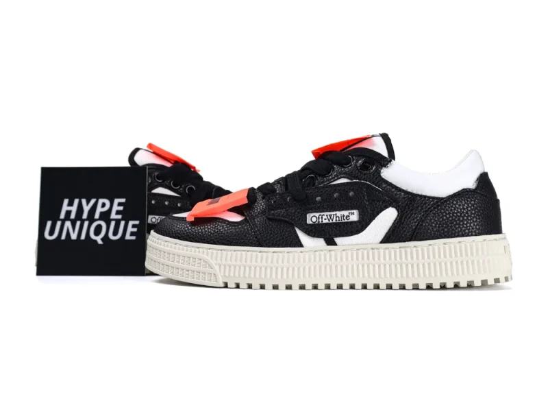 Off-White 3.0 Court Sneakers Black White Pair Profile Display