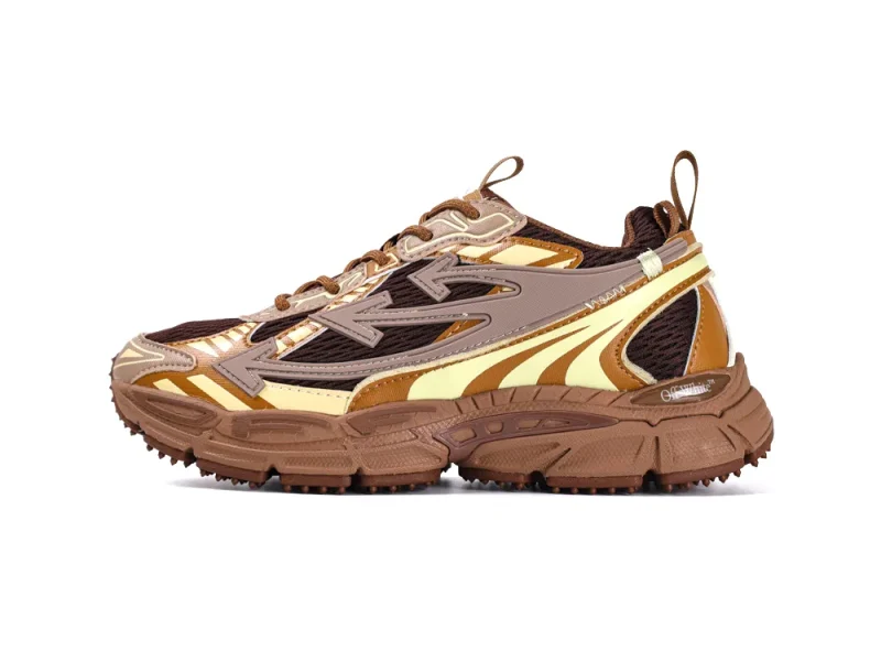 Off-White Be Right Back Sneakers Dark Brown Cream Left Side View