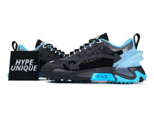 Off-White Odsy 2000 Sneakers Blue Black Pair Profiile with Hypeunique Card