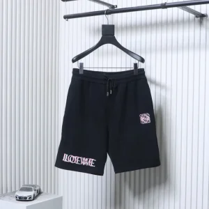 Overlapping Logo Embroidered Cotton Sweat Shorts