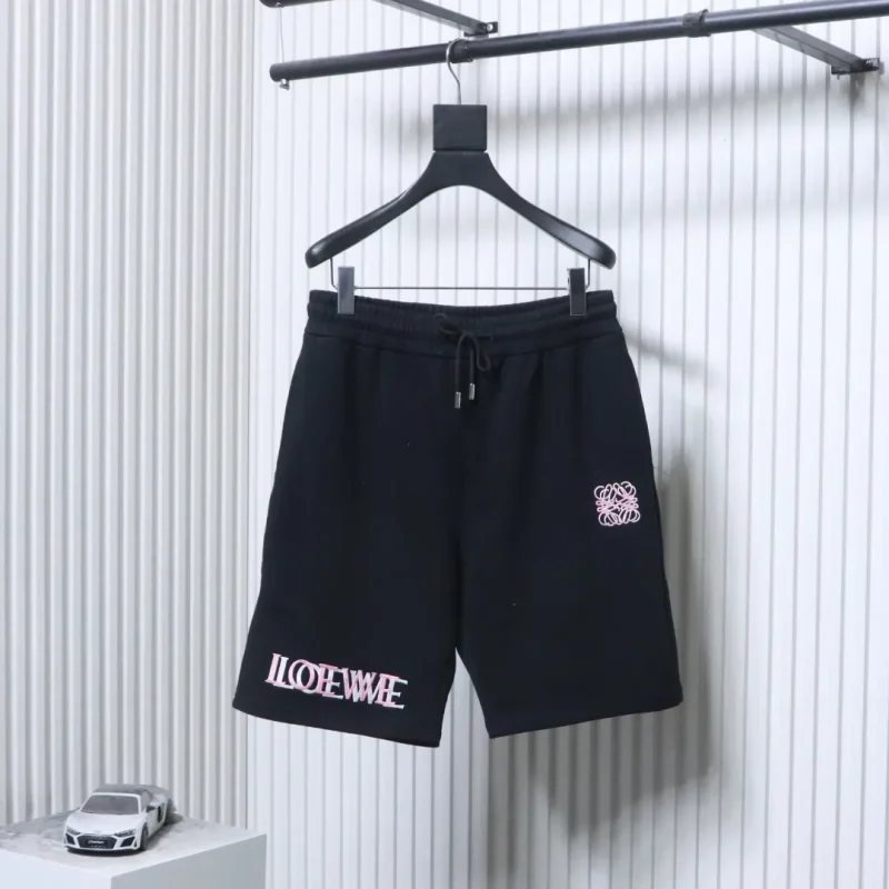 Overlapping Logo Embroidered Cotton Sweat Shorts