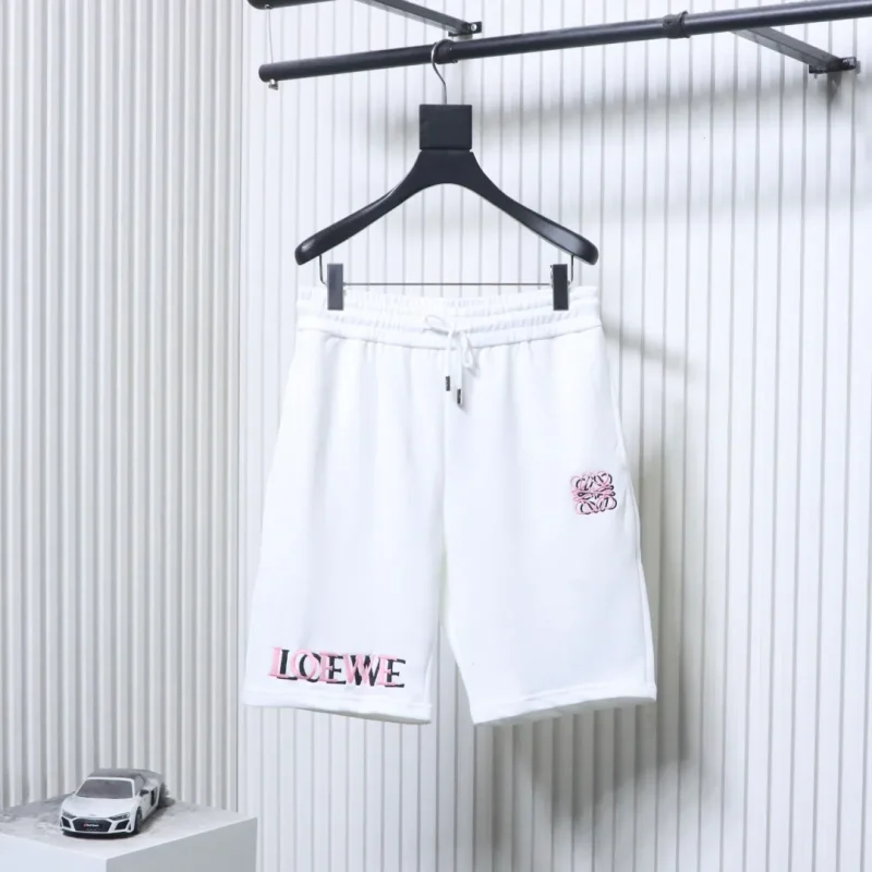 Overlapping Logo Embroidered Cotton Sweat Shorts