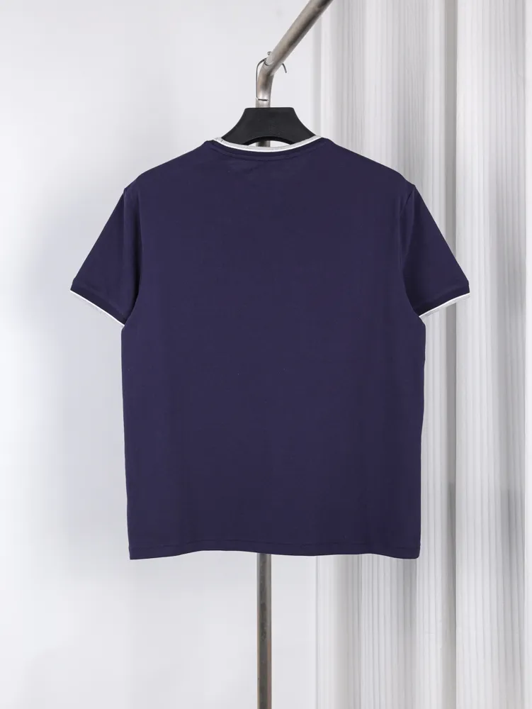 Back of RL Piqué Crew Neck Color Block Pony Logo T-Shirt Color Dark Blue