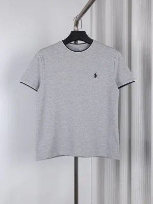 RL Piqué Crew Neck Color Block Pony Logo T-Shirt Color Gray