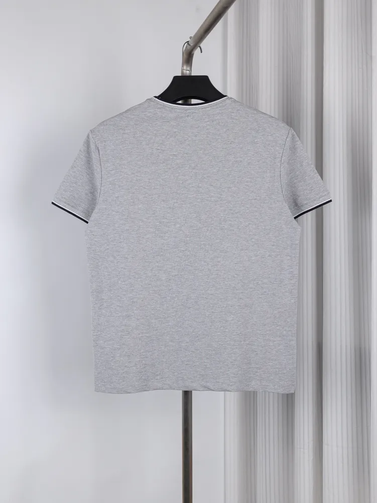 Back of RL Piqué Crew Neck Color Block Pony Logo T-Shirt Color Gray