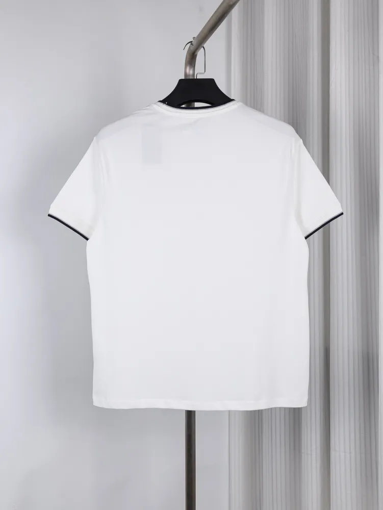 Back of RL Piqué Crew Neck Color Block Pony Logo T-Shirt Color White