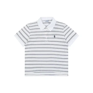 Striped Medallion Embroidered Polo T-Shirt