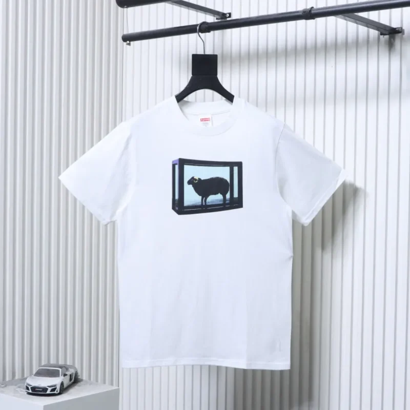 Sup Lamb Print Cotton T-Shirt