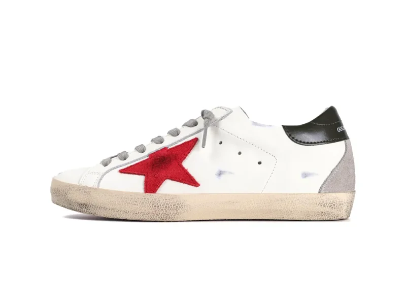 Super Star Sneakers White Red Grey Left Side View