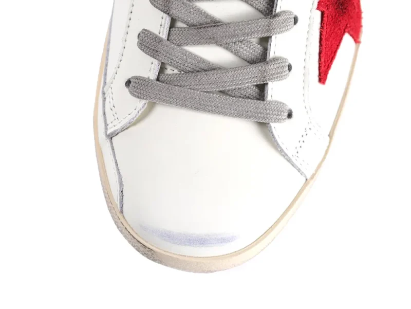 Super Star Sneakers White Red Grey Top View