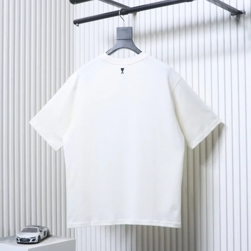 Back AMI Heavyweight Cotton Slogan Print T-Shirt