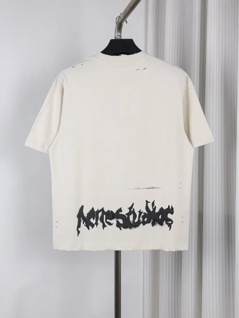 Back Acne Gothic Letter Print Distressed T-Shirt