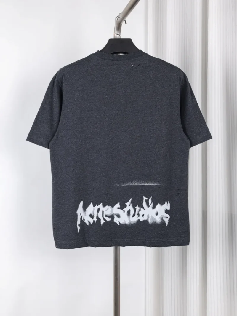 Back Acne Gothic Letter Print Distressed T-Shirt