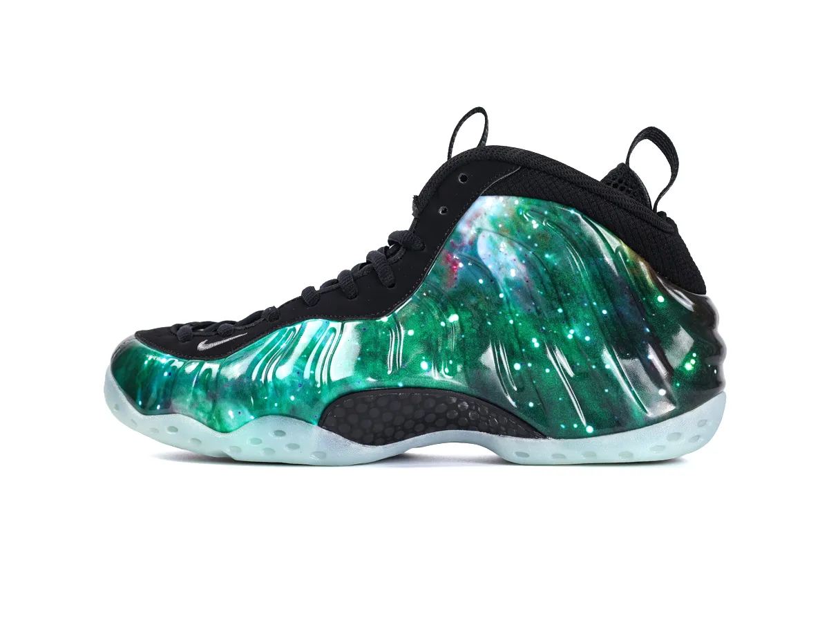 Air Foamposite One Green Galaxy Left Side View