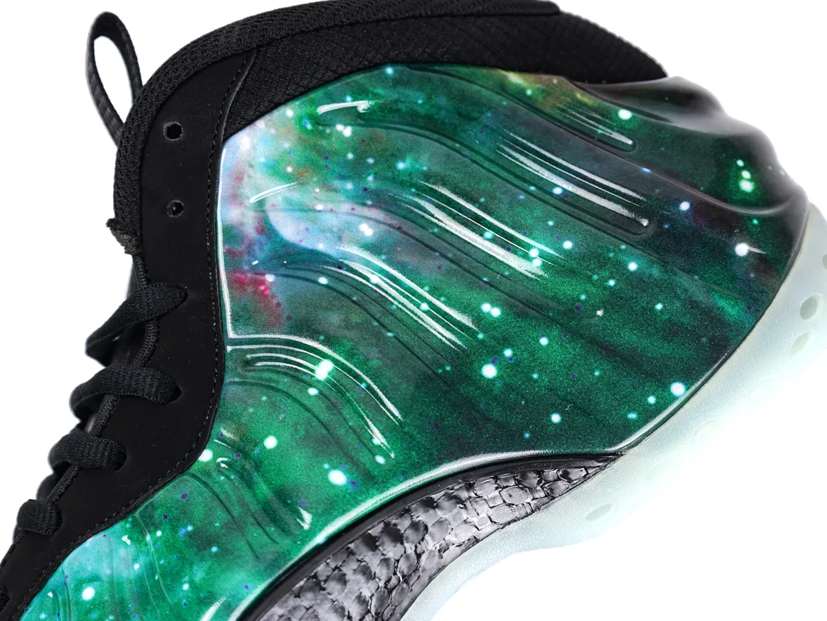Air Foamposite One Green Galaxy Side View