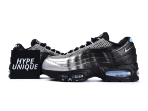 Air Max 95 Big Bubble x Palace Metallic Silver Black Side Profile with Hypeunique Card