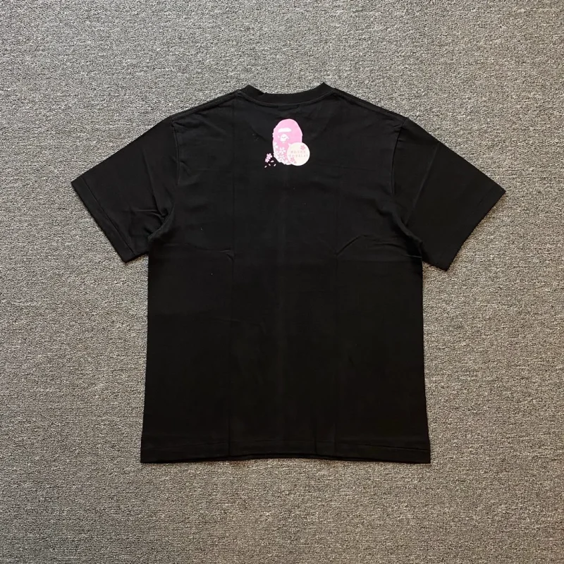 Back BAPE Cherry Blossom Ape Head Graphic Cotton T-Shirt