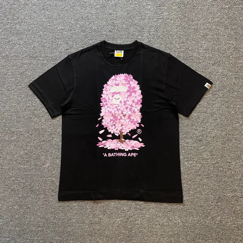 BAPE Cherry Blossom Ape Head Graphic Cotton T-Shirt