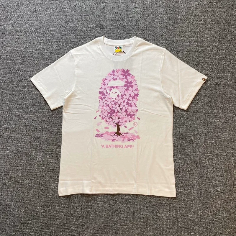 BAPE Cherry Blossom Ape Head Graphic Cotton T-Shirt