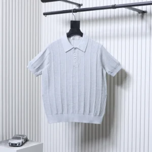 BC Pearl Button Ribbed Knit Polo T-Shirt
