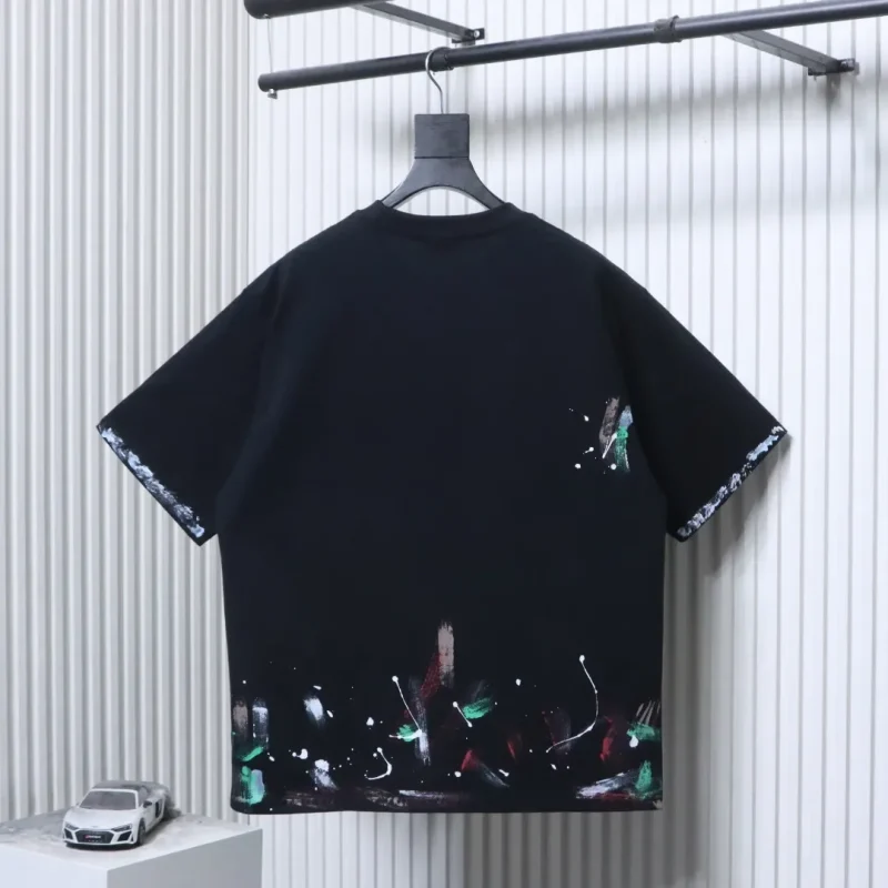 Back BLCG Circular Embroidery Graffiti Splatter Paint T-Shirt