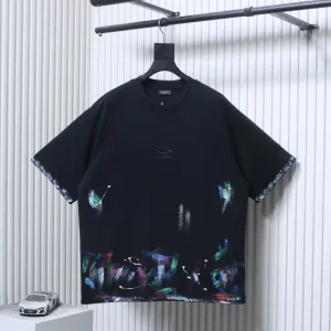 BLCG Circular Embroidery Graffiti Splatter Paint T-Shirt