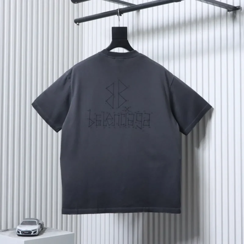 Back BLCG Washed Muddy Geometric Double B Logo Distressed T-Shirt