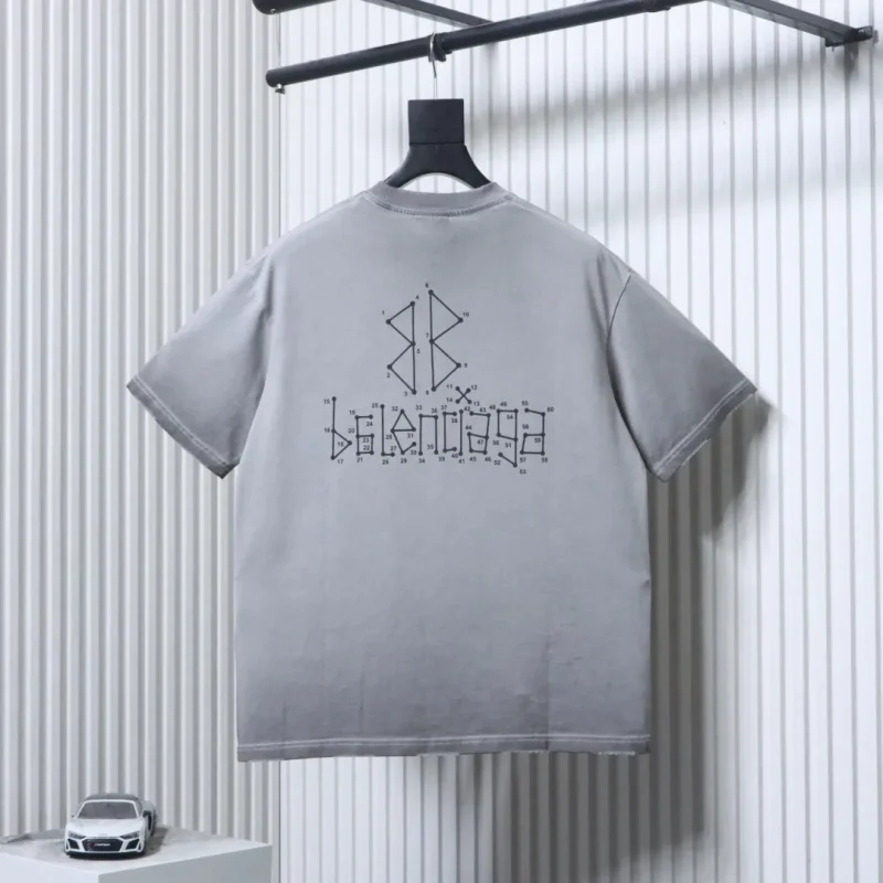 Back BLCG Washed Muddy Geometric Double B Logo Distressed T-Shirt