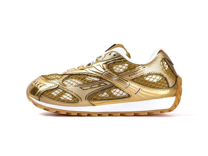 BV Orbit Sneakers Gold White Left Side View