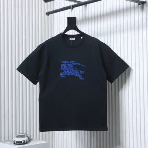 Blue Equestrian Knight Embroidered T-Shirt