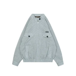Blue-Gray Gingham Harrington Jacket
