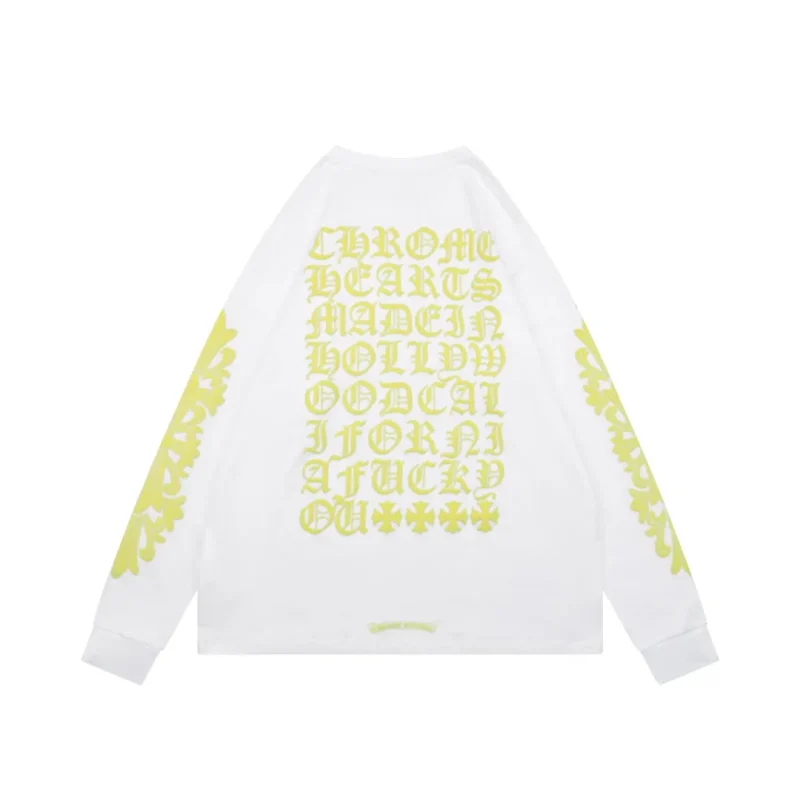 Back CH Cross Pocket Yellow Gothic Print Long Sleeve Shirt