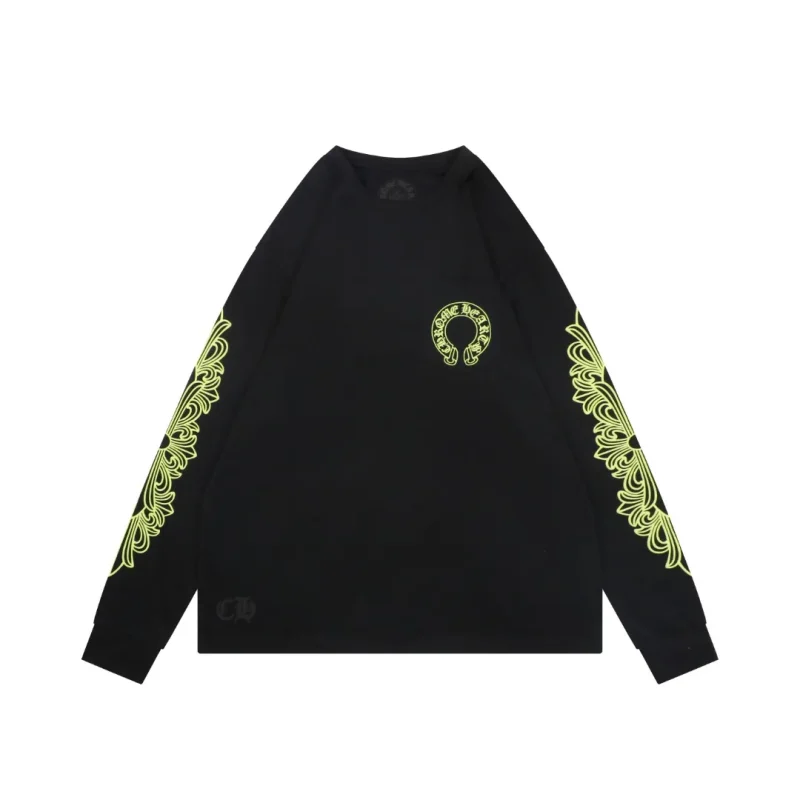 CH Cross Strap Sanskrit Scroll Print Long Sleeve T-Shirt