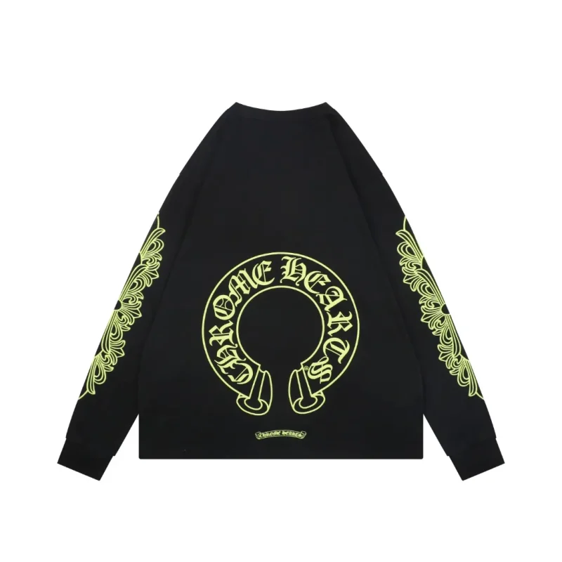 Back CH Cross Strap Sanskrit Scroll Print Long Sleeve T-Shirt