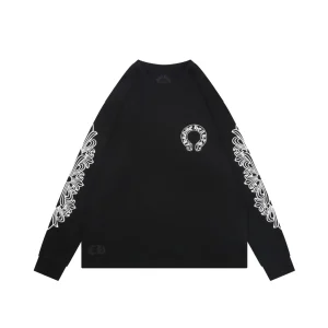 CH Cross Strap Sanskrit Scroll Print T-Shirt Black & White
