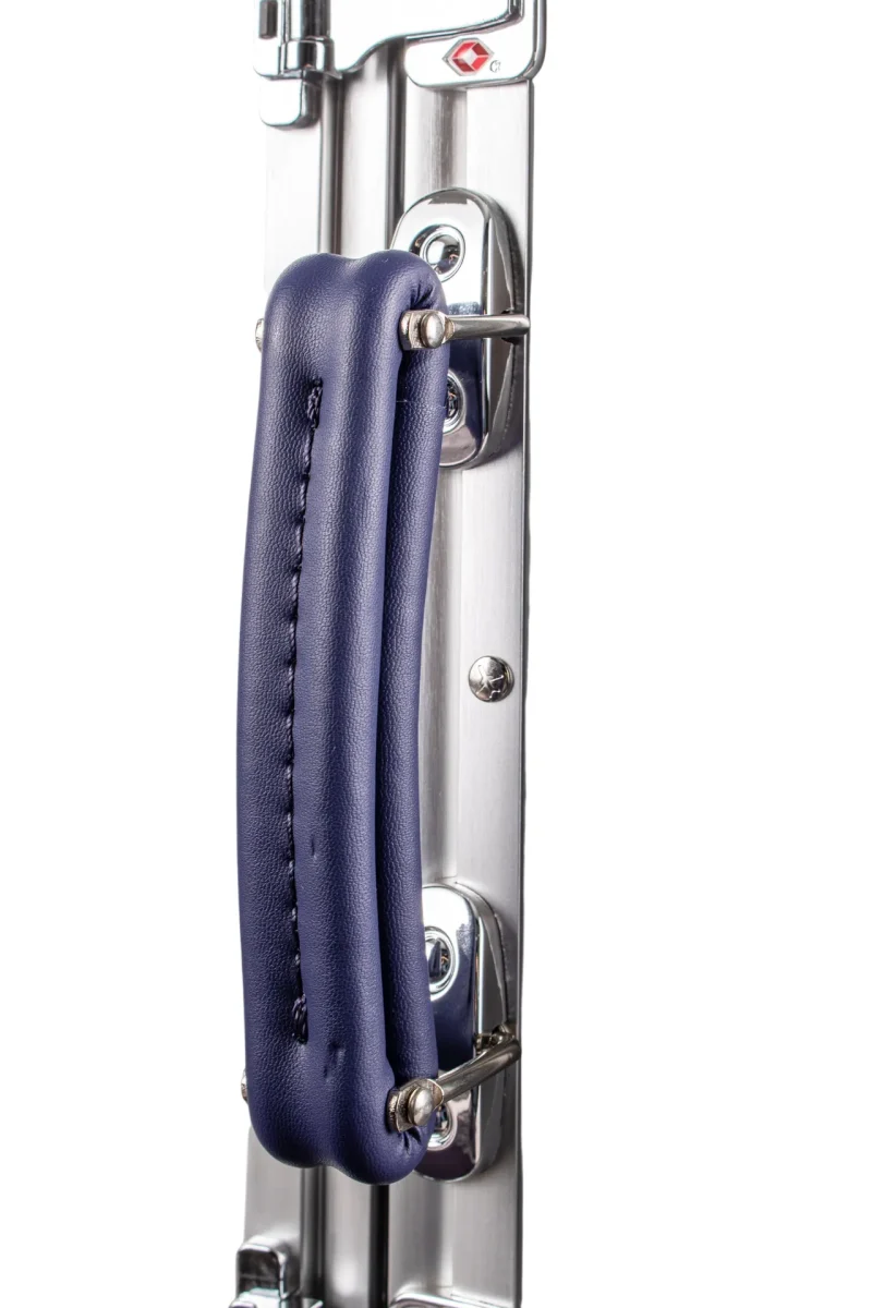 Blue leather side handle