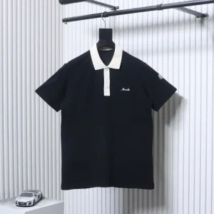 Color-Blocked Collar Embroidered Polo T-Shirt