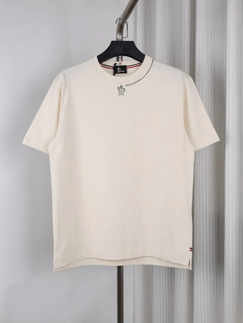 Concealed Collar Printed Cotton T-Shirt