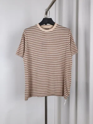 LP Yellow Striped Crew Neck T-Shirt - Brown