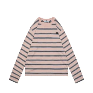 Light Pink Striped Pocket Long Sleeve Shirt