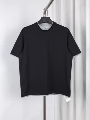 Mercerized Cotton Faux Two-Piece T-Shirt