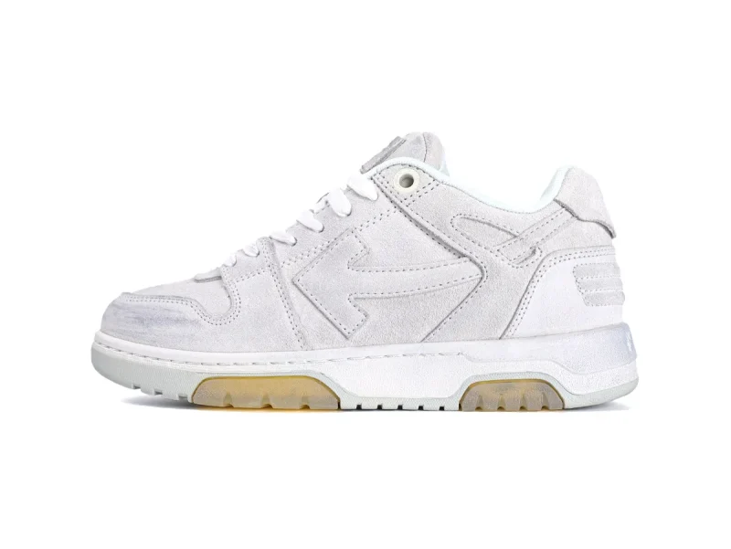 Off-White Out Of Office Vintage Leather Grey White Left Side View