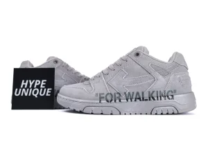 Off-White Out of Office For Walking Sneakers Grey Side Profile