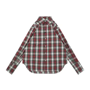 Red & White Plaid Long Sleeve Shirt