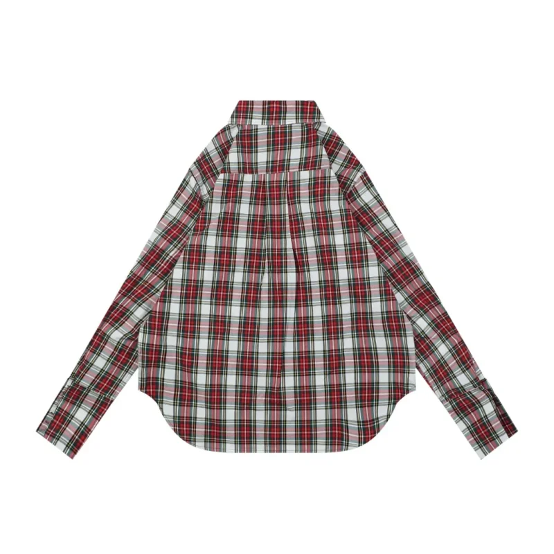 Back Red & White Plaid Long Sleeve Shirt